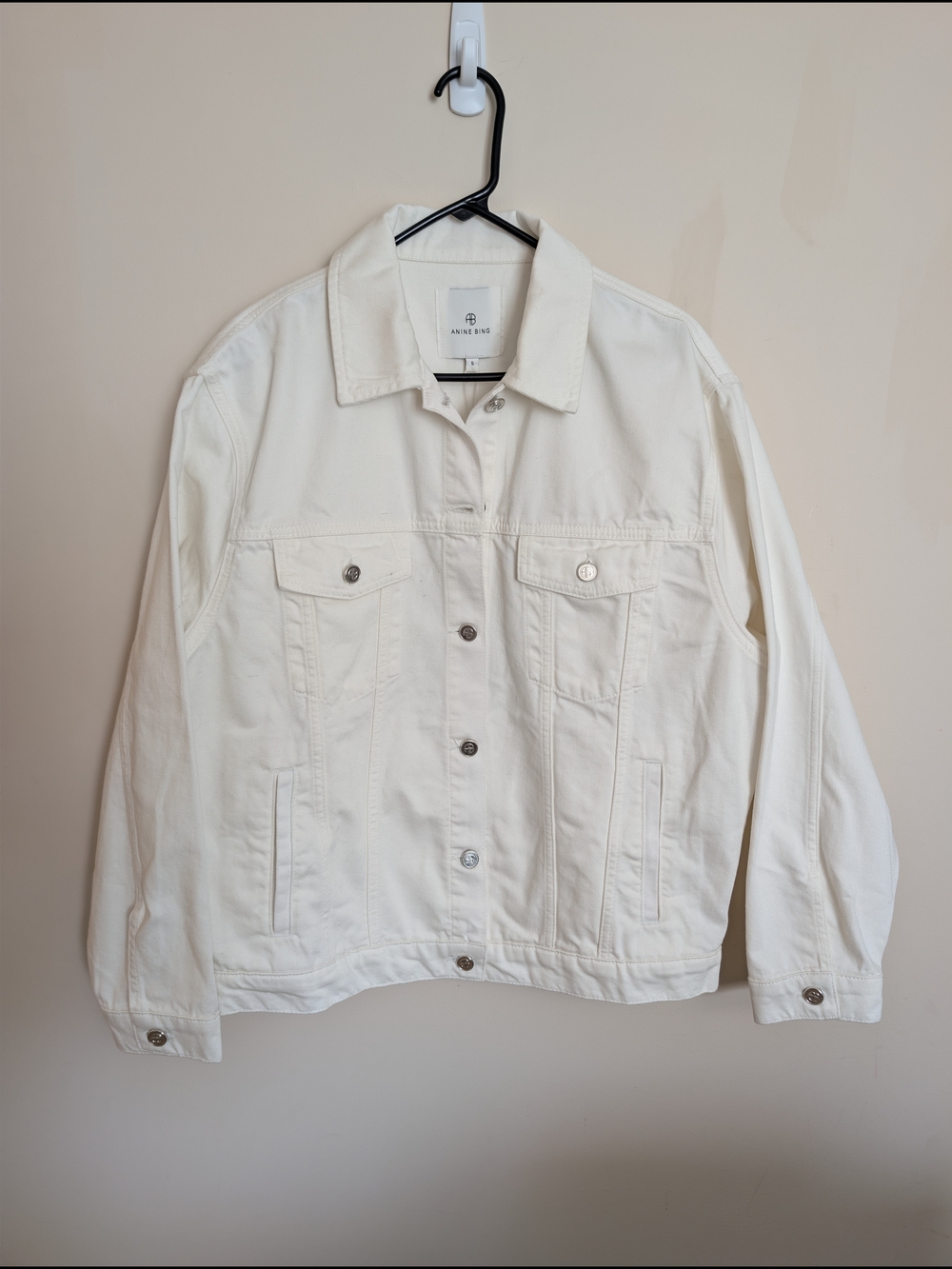 ANINE BING NWT Rory Denim Jacket in Cream Off-White Size Small